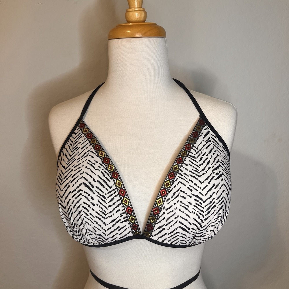 Coco Cabana Swim Plus Size 1XL Zebra Print Halter Bikini Top Tankini NWT